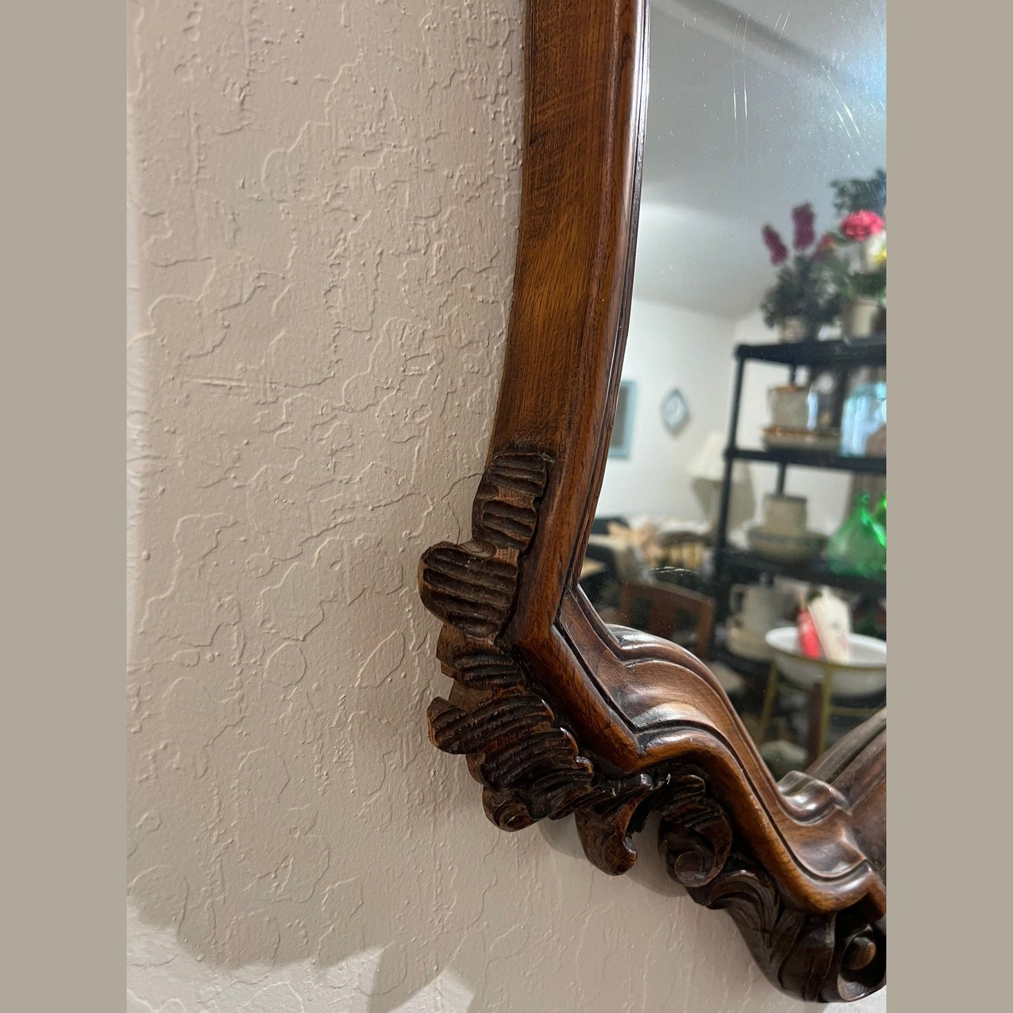 Large Vintage European Wood Mirror