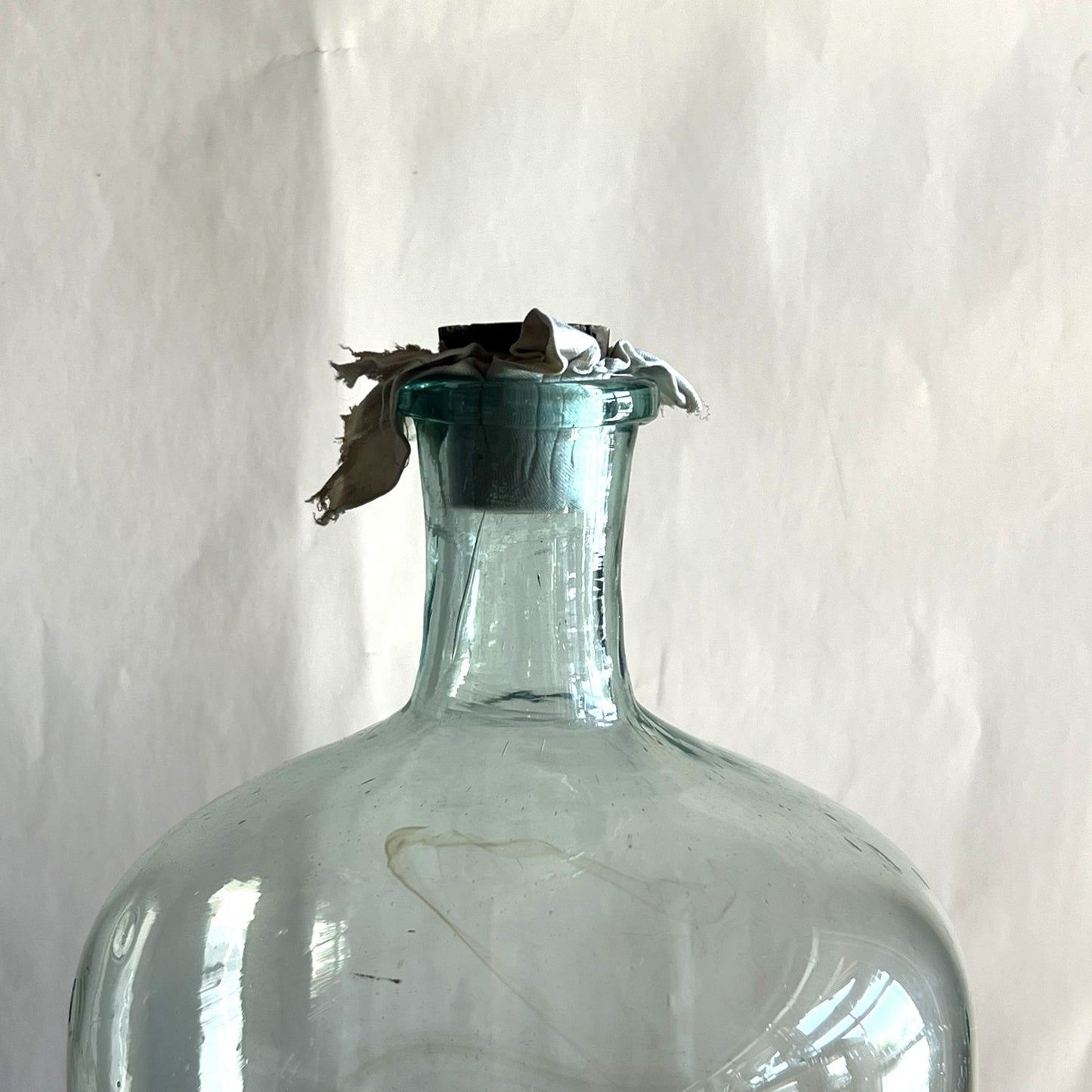 Clear Apothecial Tall Clear Vintage Large Italian Glass Oil Bottle | Handblown Apothecary Vessel | Rustic Farmhouse Decor | Wabi-Sabi Glass Jar | Antique Display Bottle