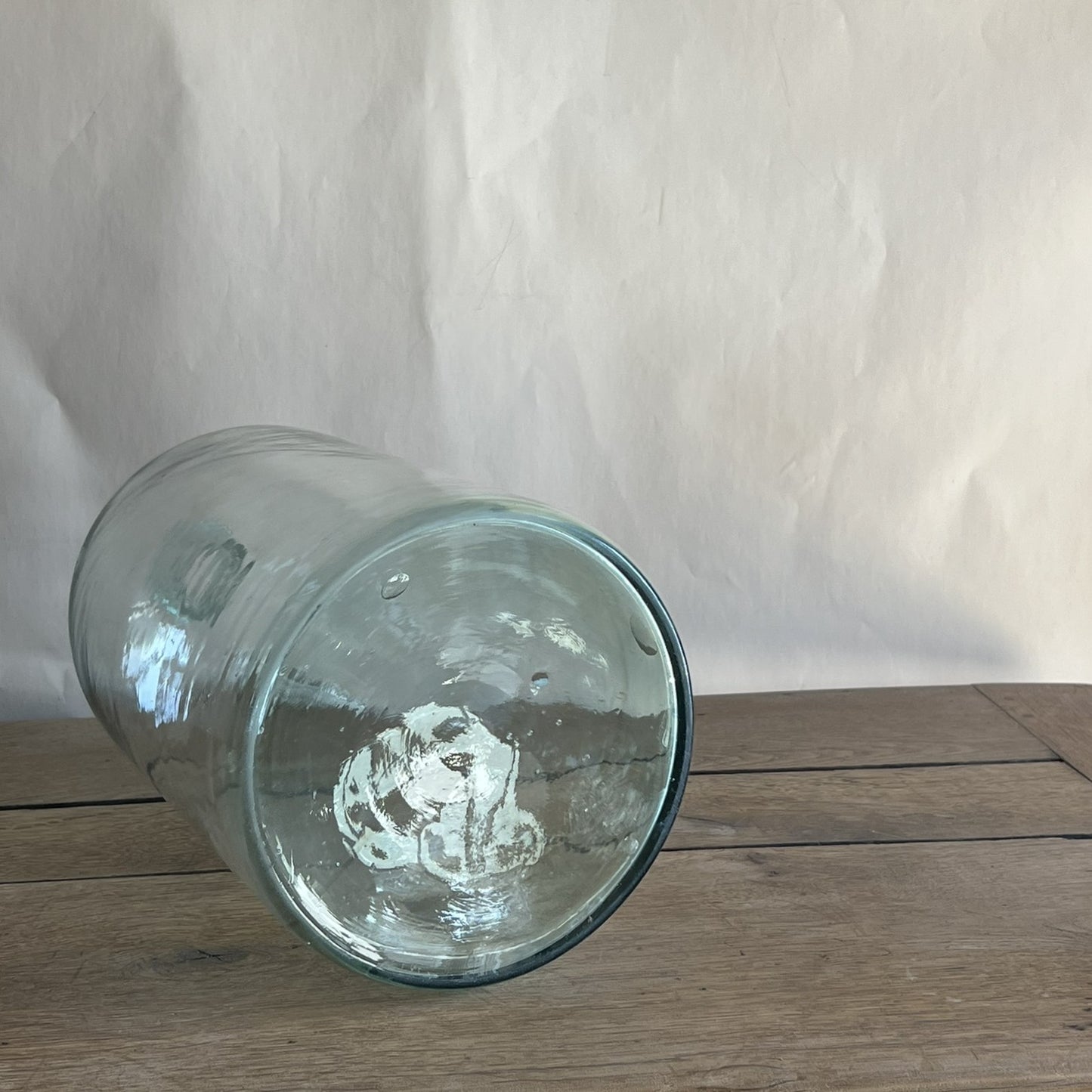 Clear Apothecial Tall Clear Vintage Large Italian Glass Oil Bottle | Handblown Apothecary Vessel | Rustic Farmhouse Decor | Wabi-Sabi Glass Jar | Antique Display Bottle