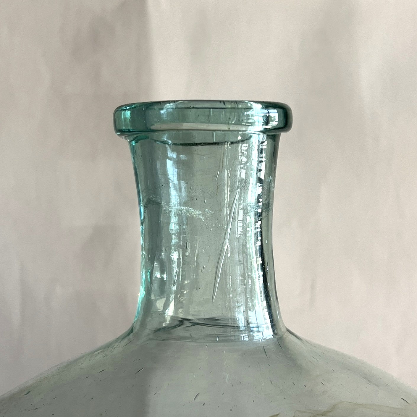Clear Apothecial Tall Clear Vintage Large Italian Glass Oil Bottle | Handblown Apothecary Vessel | Rustic Farmhouse Decor | Wabi-Sabi Glass Jar | Antique Display Bottle