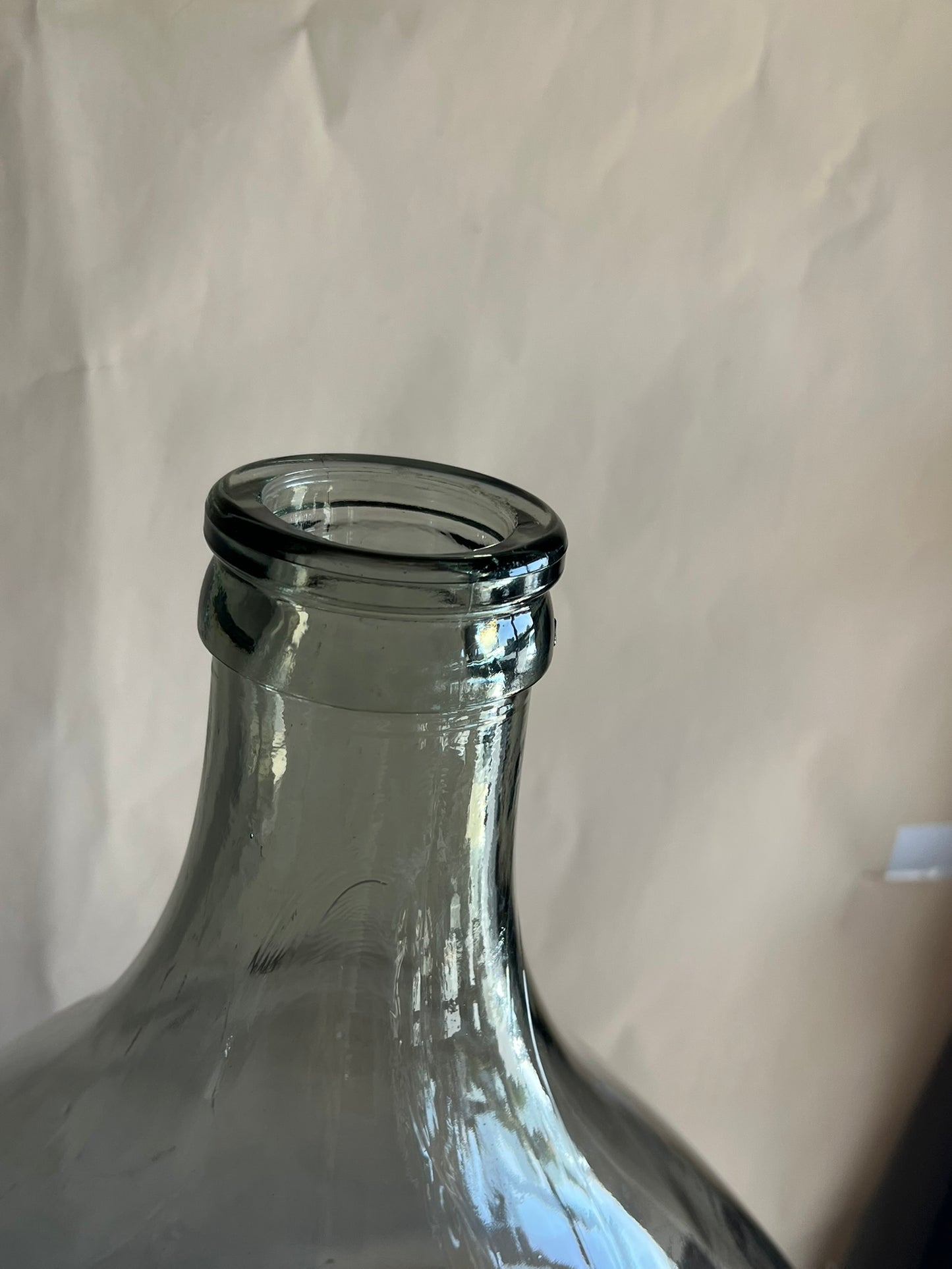 Vintage XL 54L Italian Glass Demijohn | Rustic Clear Wine Bottle | Oversized Vessel | Wabi-Sabi Farmhouse Decor | Statement Glass Jug