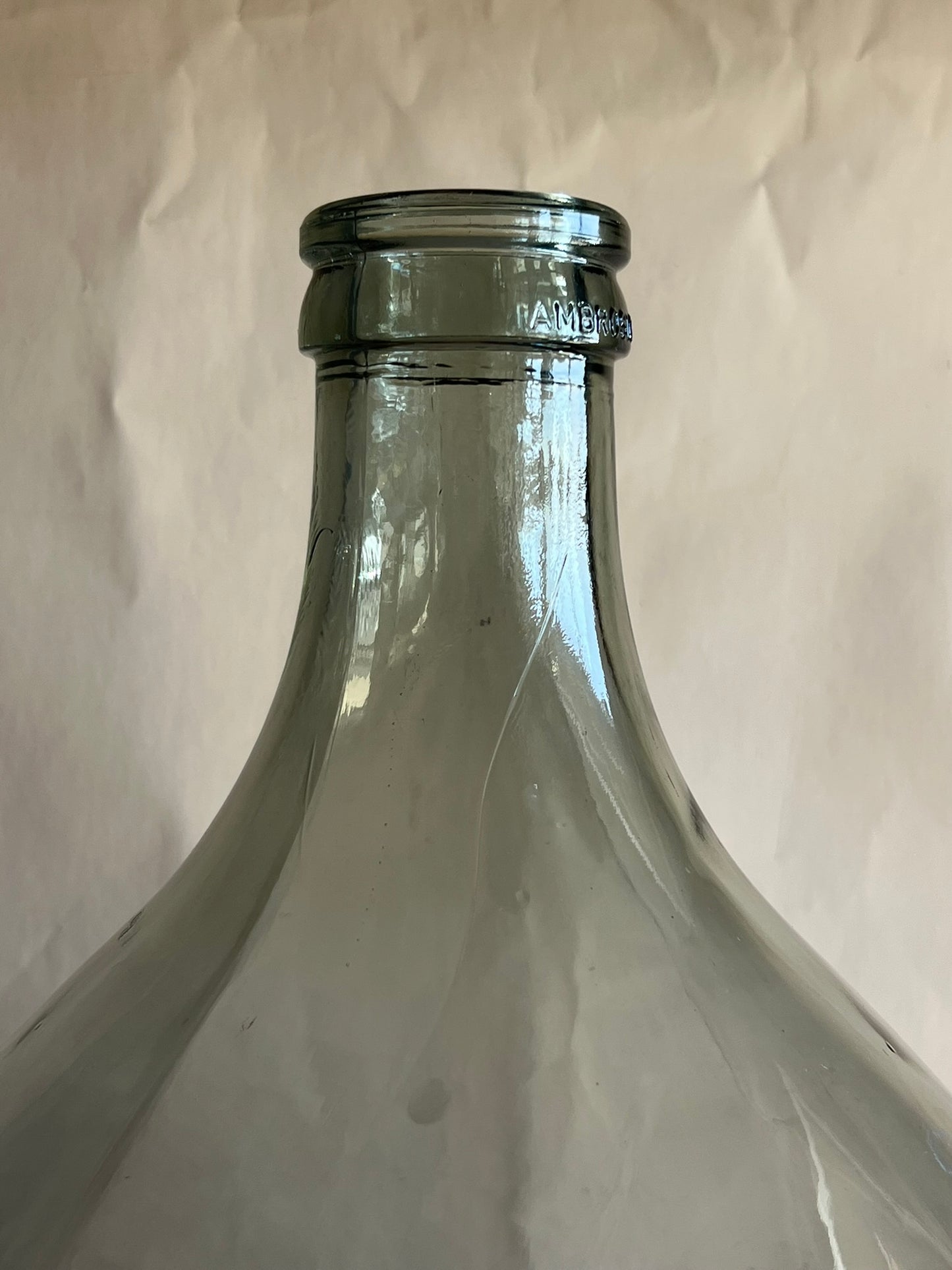 Vintage XL 54L Italian Glass Demijohn | Rustic Clear Wine Bottle | Oversized Vessel | Wabi-Sabi Farmhouse Decor | Statement Glass Jug