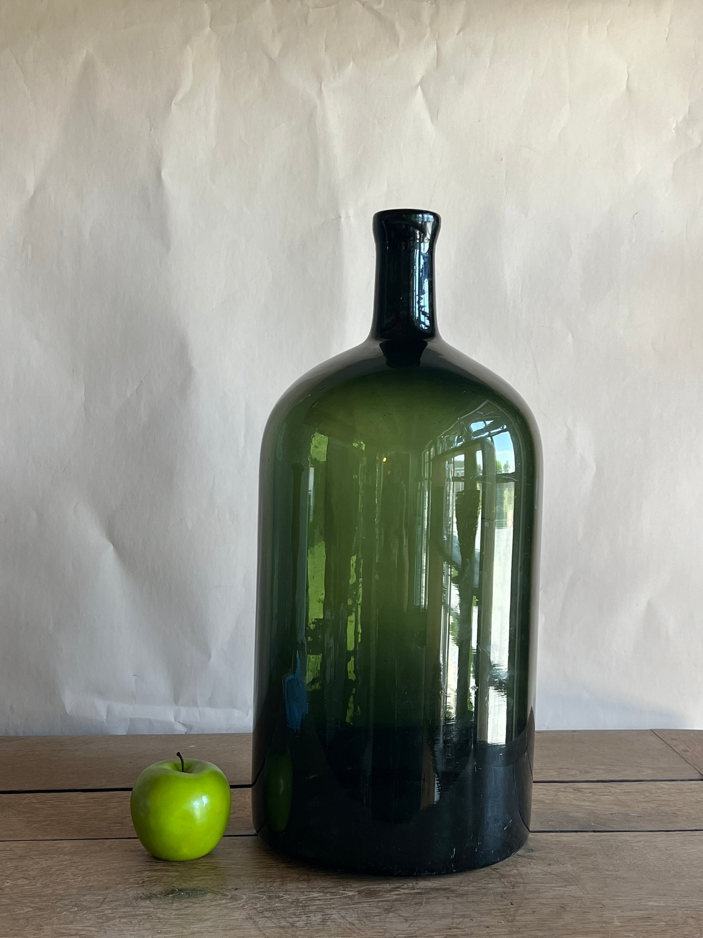 Vintage Large Dark Green Glass Eastern European Demijohn