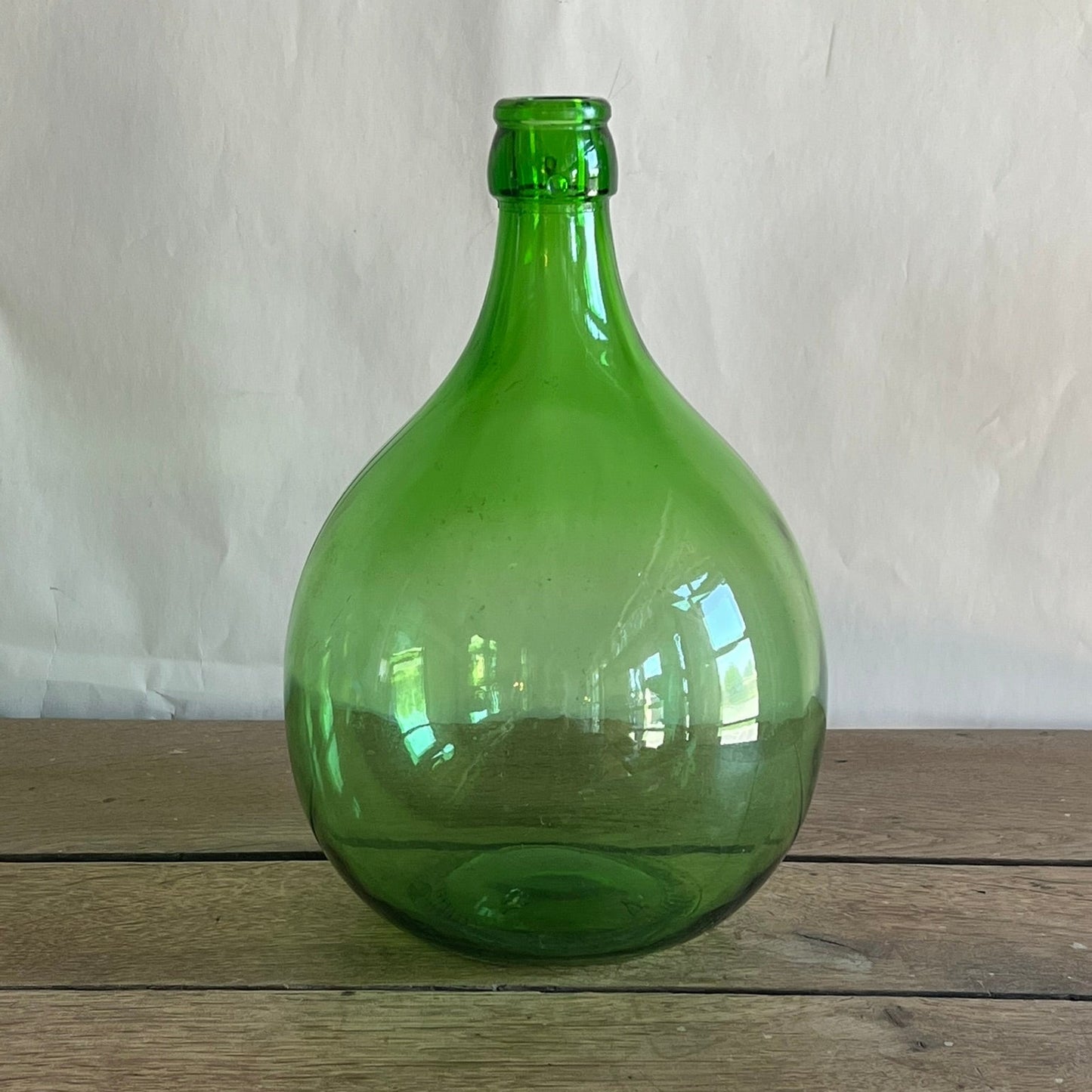 Vintage Bright Green Glass Eastern European Demijohn