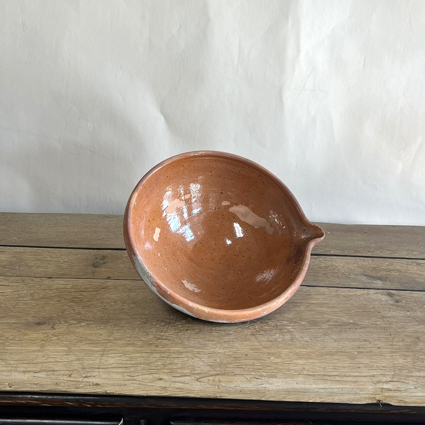 Antique French Terracotta Cream Separating Bowl – Rustic Farmhouse Pottery Centerpiece #13