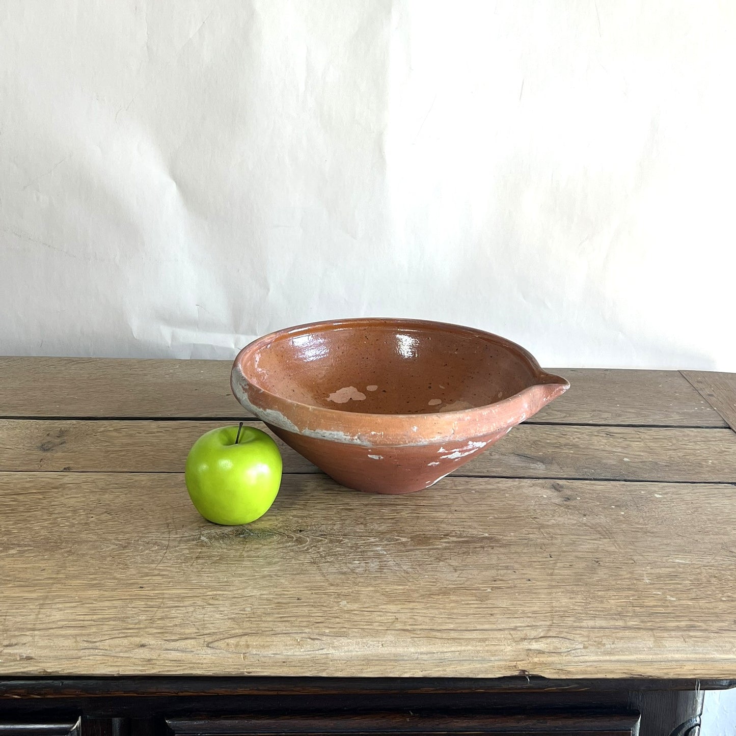 Antique French Terracotta Cream Separating Bowl – Rustic Farmhouse Pottery Centerpiece #13
