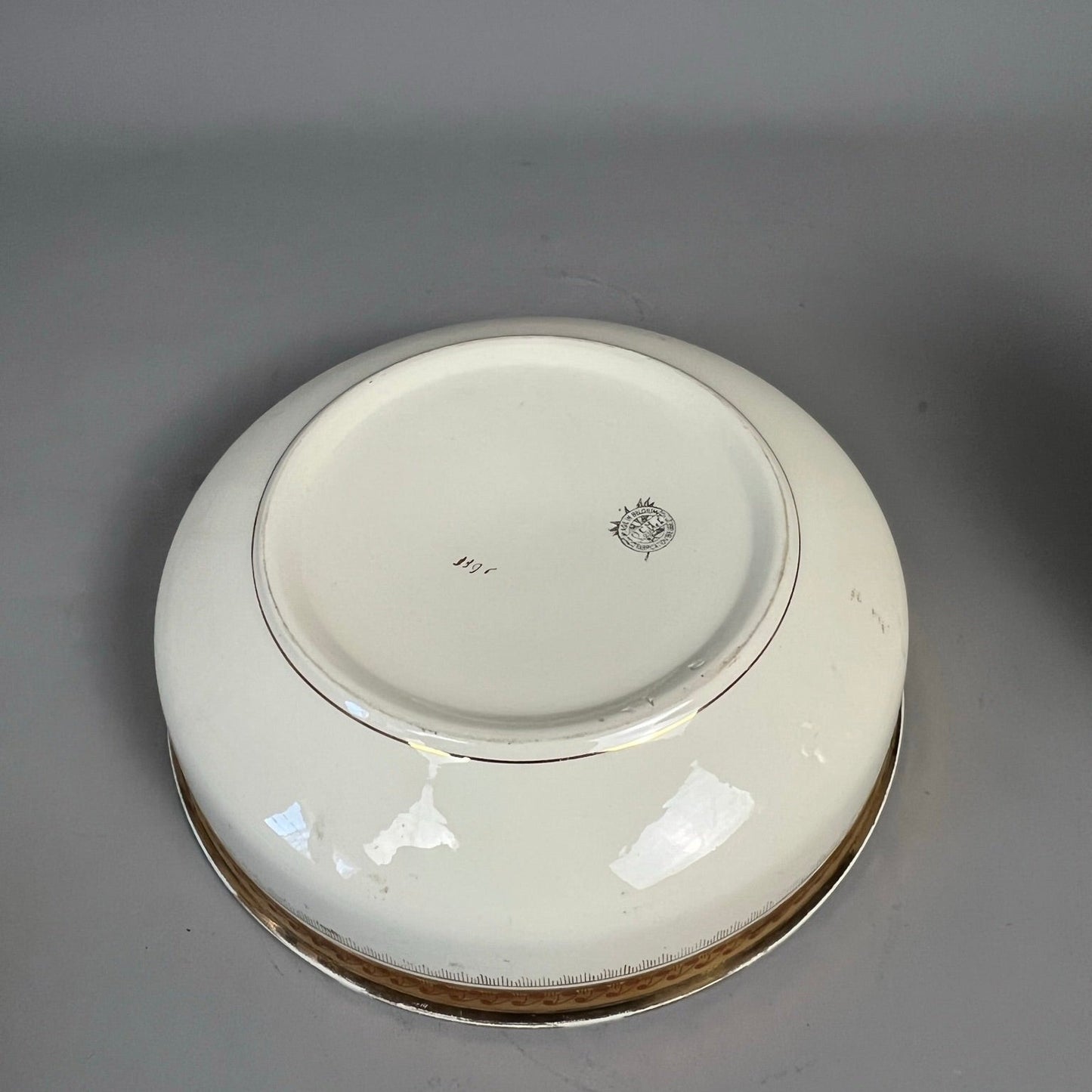 Vintage Belgian Porcelain Basin Set - Cream & Gold #243