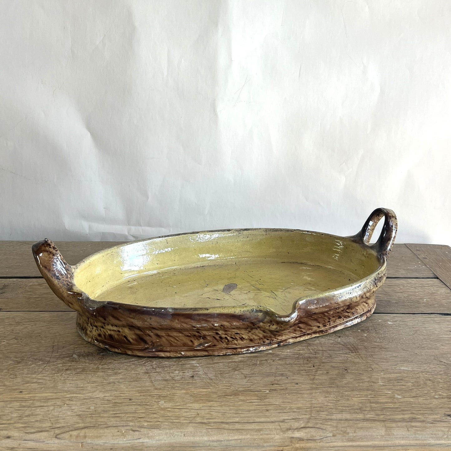 Antique French Mustard Glazed Terracotta Baking Dish – Extra Large Rustic Farmhouse Cookware #12