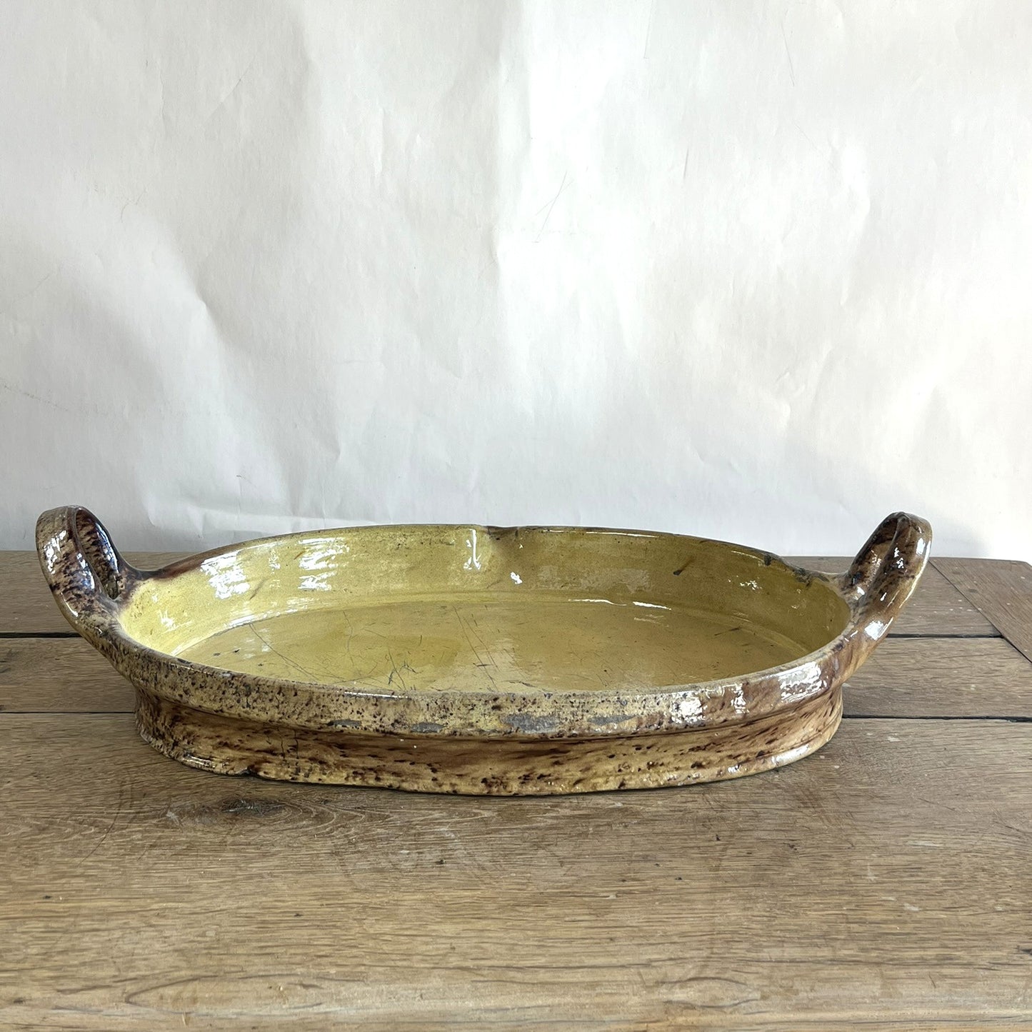 Antique French Mustard Glazed Terracotta Baking Dish – Extra Large Rustic Farmhouse Cookware #12