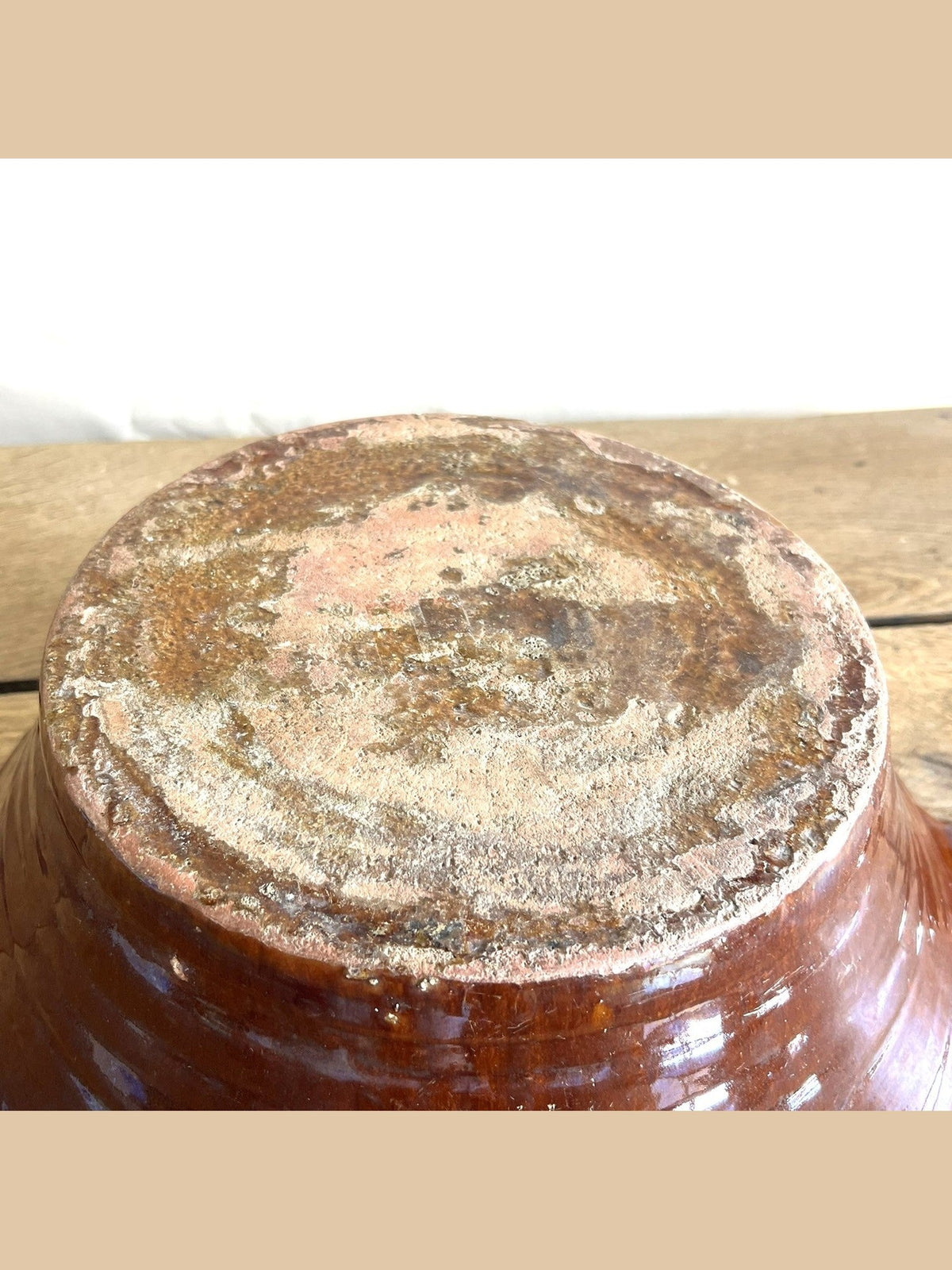 French Dark Brown Glazed Terracotta Dairy Bowl #403