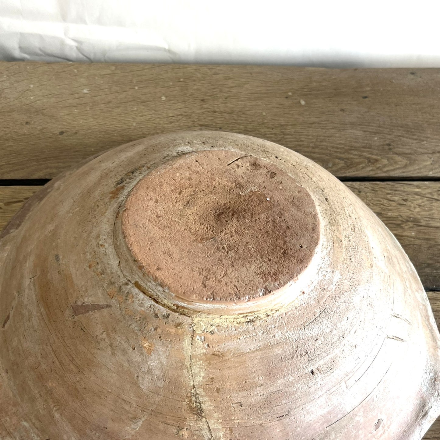Mended Antique French Terracotta Cream Separating Bowl – Rustic Farmhouse Pottery Centerpiece #16