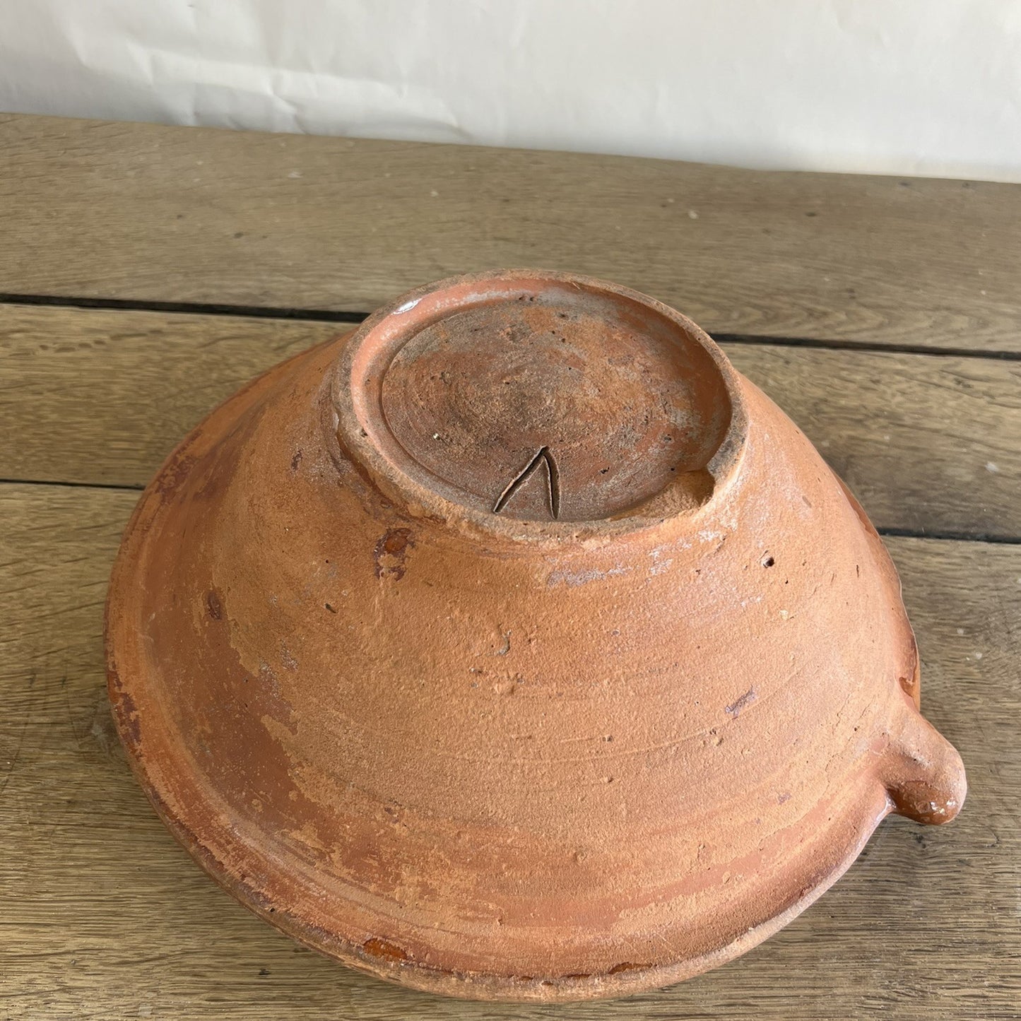Vintage French Terracotta Milk & Cream Separator Bowl – Farmhouse Kitchen Décor #398