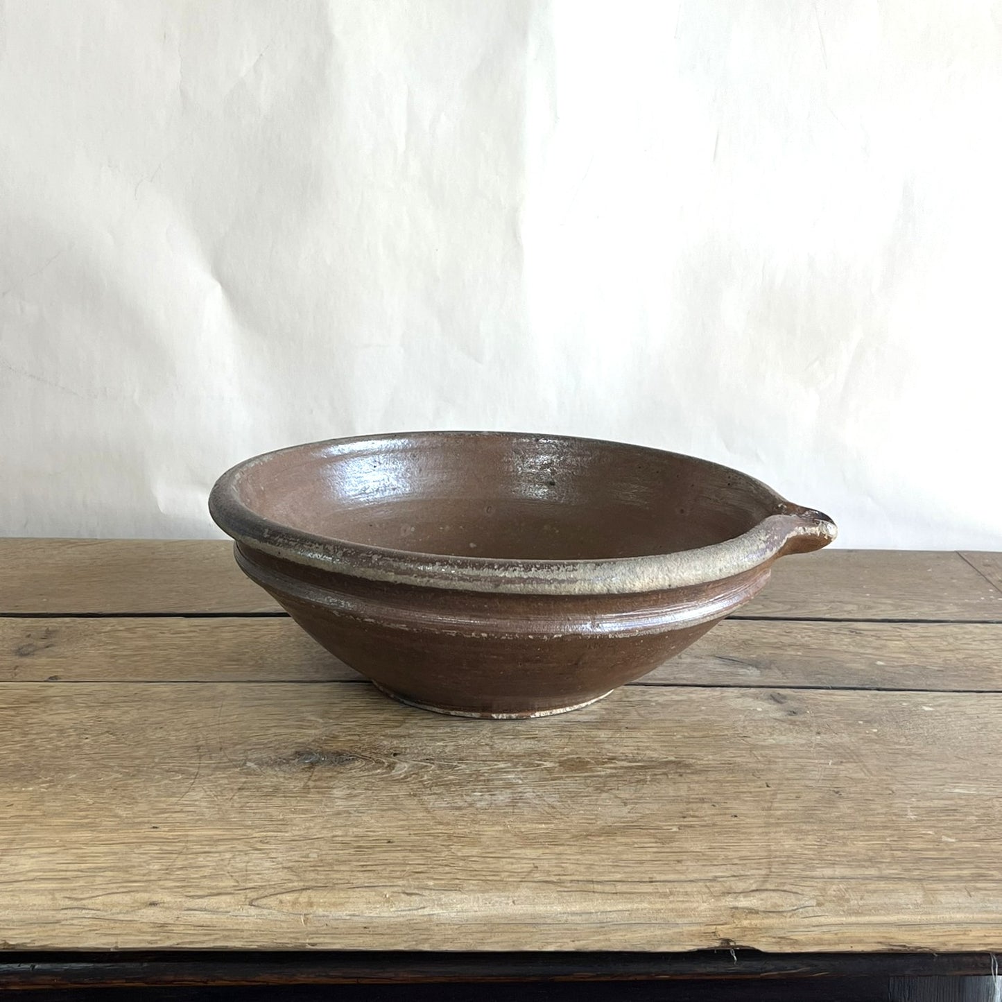 Antique French Terracotta Cream Separating Bowl – Rustic Farmhouse Pottery Centerpiece #14