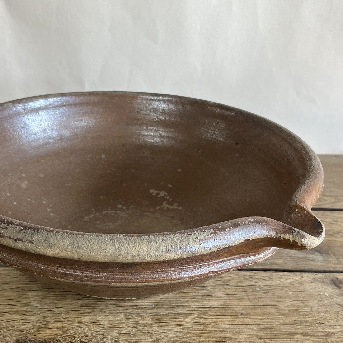 Antique French Terracotta Cream Separating Bowl – Rustic Farmhouse Pottery Centerpiece #14