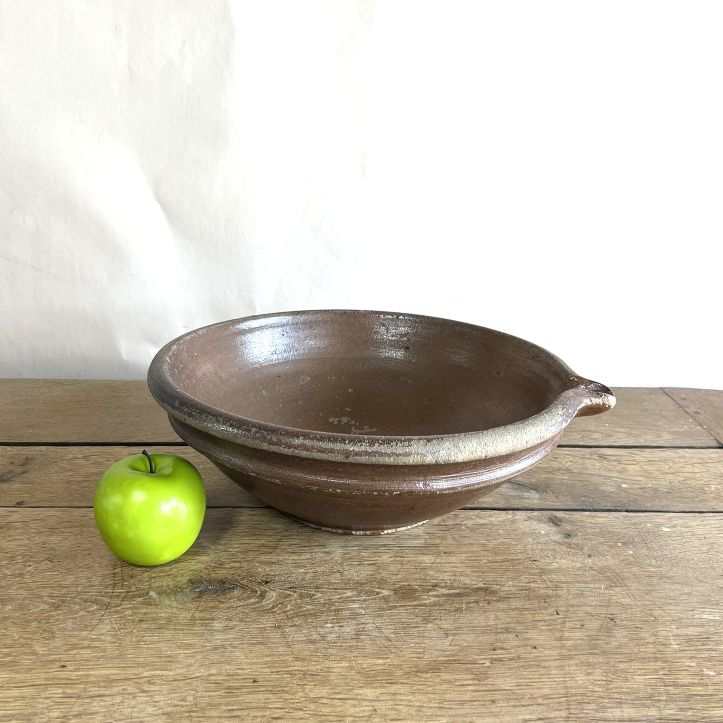 Antique French Terracotta Cream Separating Bowl – Rustic Farmhouse Pottery Centerpiece #14