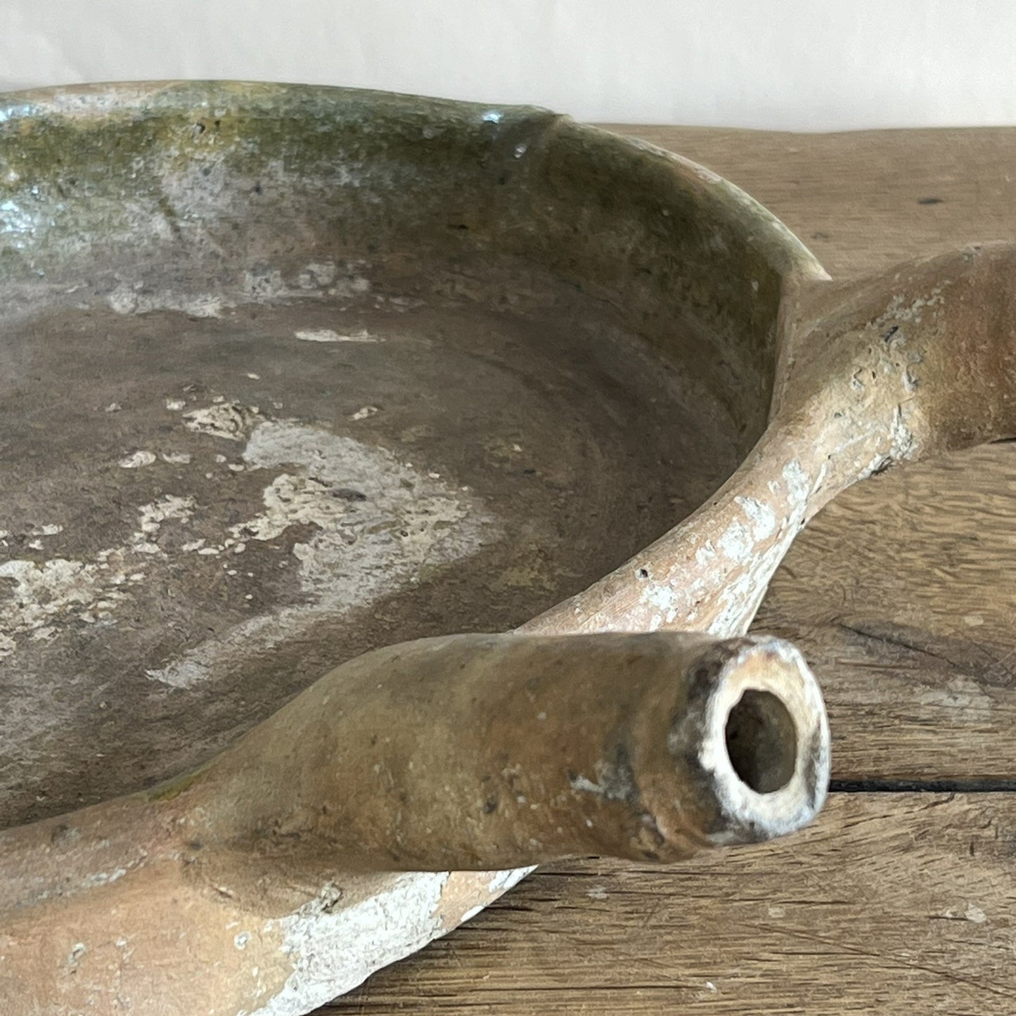 Antique French Terracotta Daubière – Oval Glazed Provençal Cooking Vessel with Tubular Handles #09