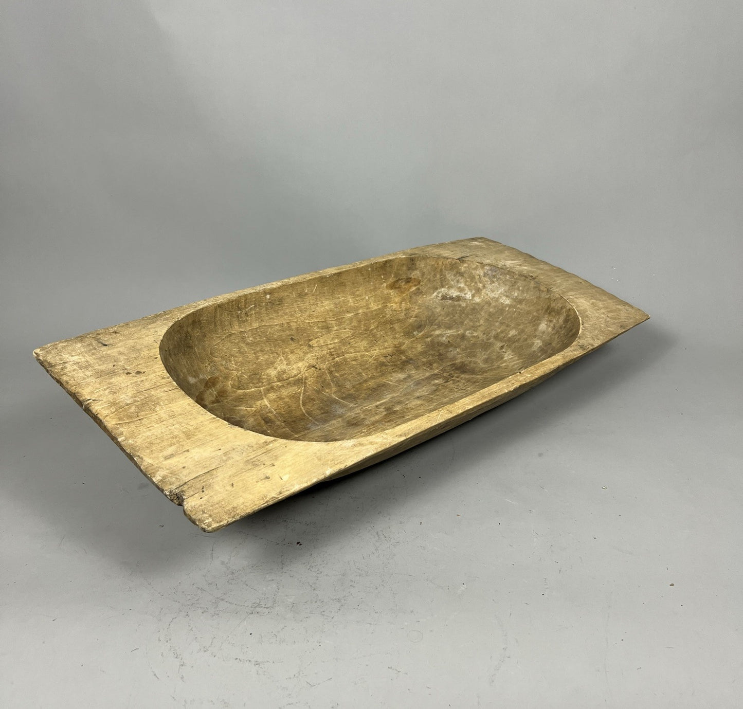 Vintage Hungarian Rustic Dough Bowl – Hand Carved Wooden Trough #5801