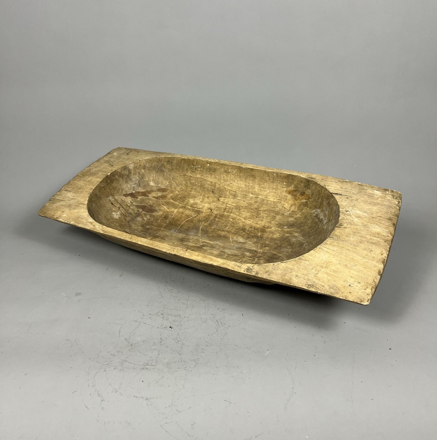Vintage Hungarian Rustic Dough Bowl – Hand Carved Wooden Trough #5801