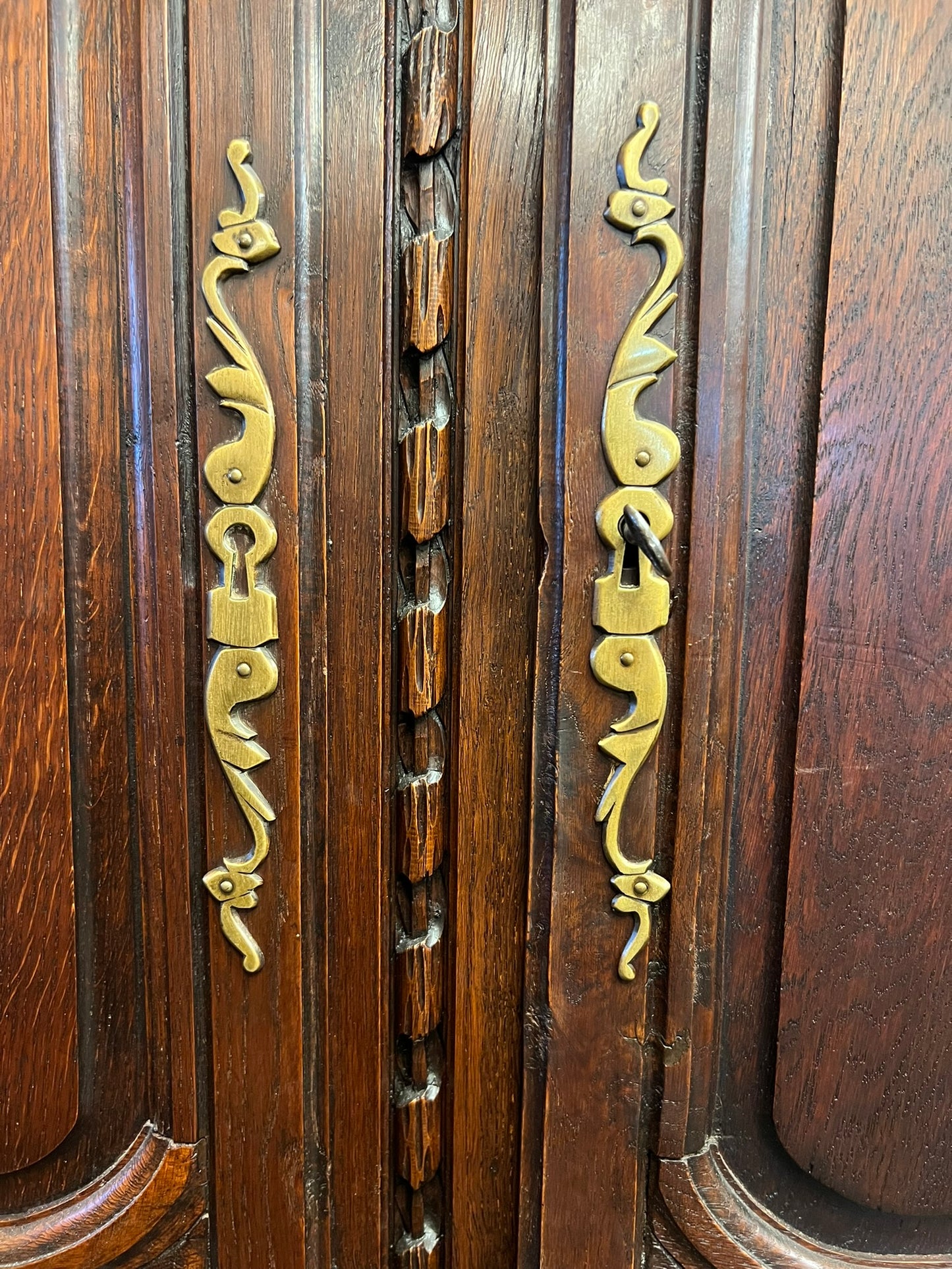 Antique French Normandy Carved Oak Armoire, Circa 1900