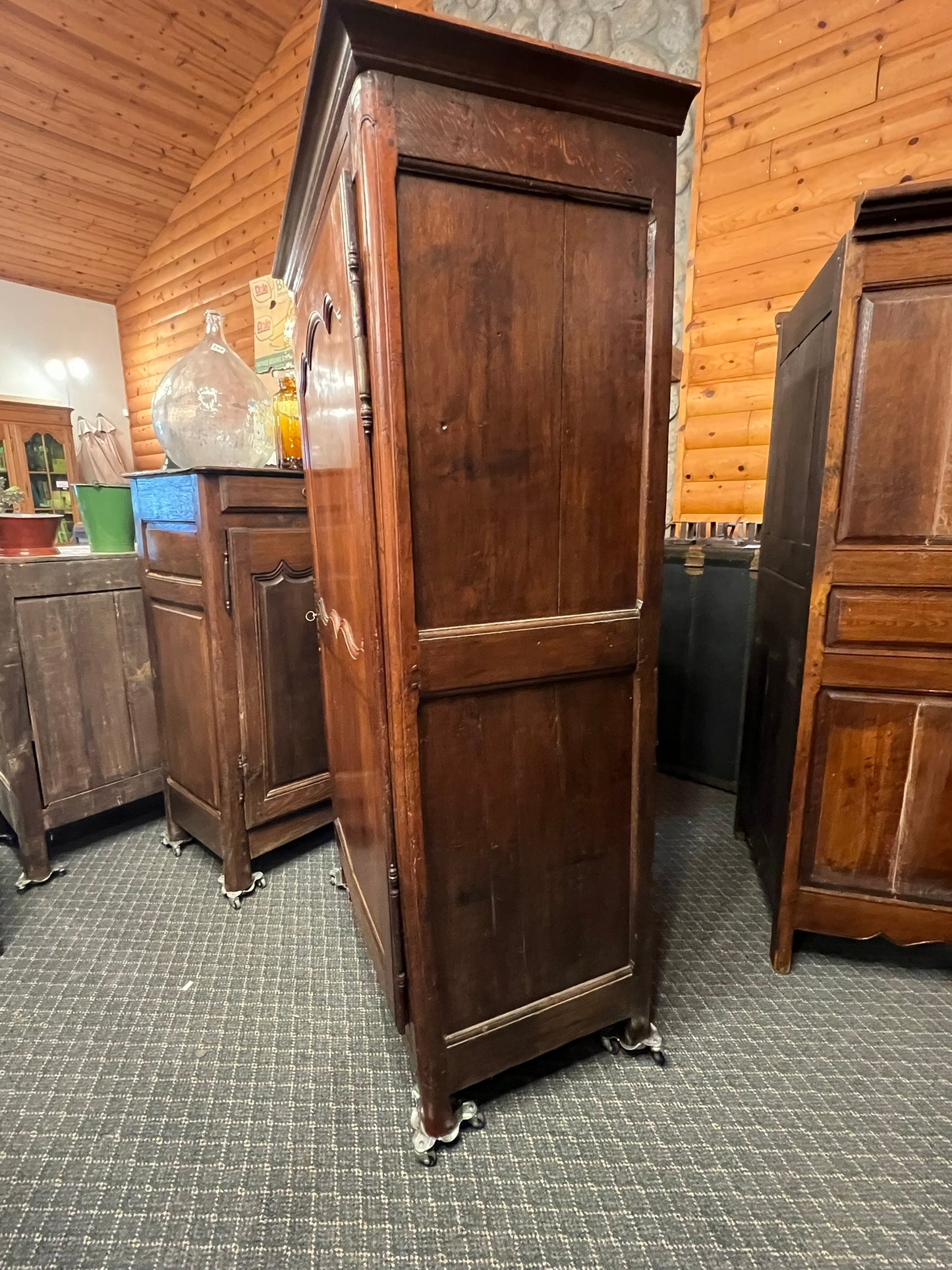 Antique French Rustic Oak Armoire with Original Hardware