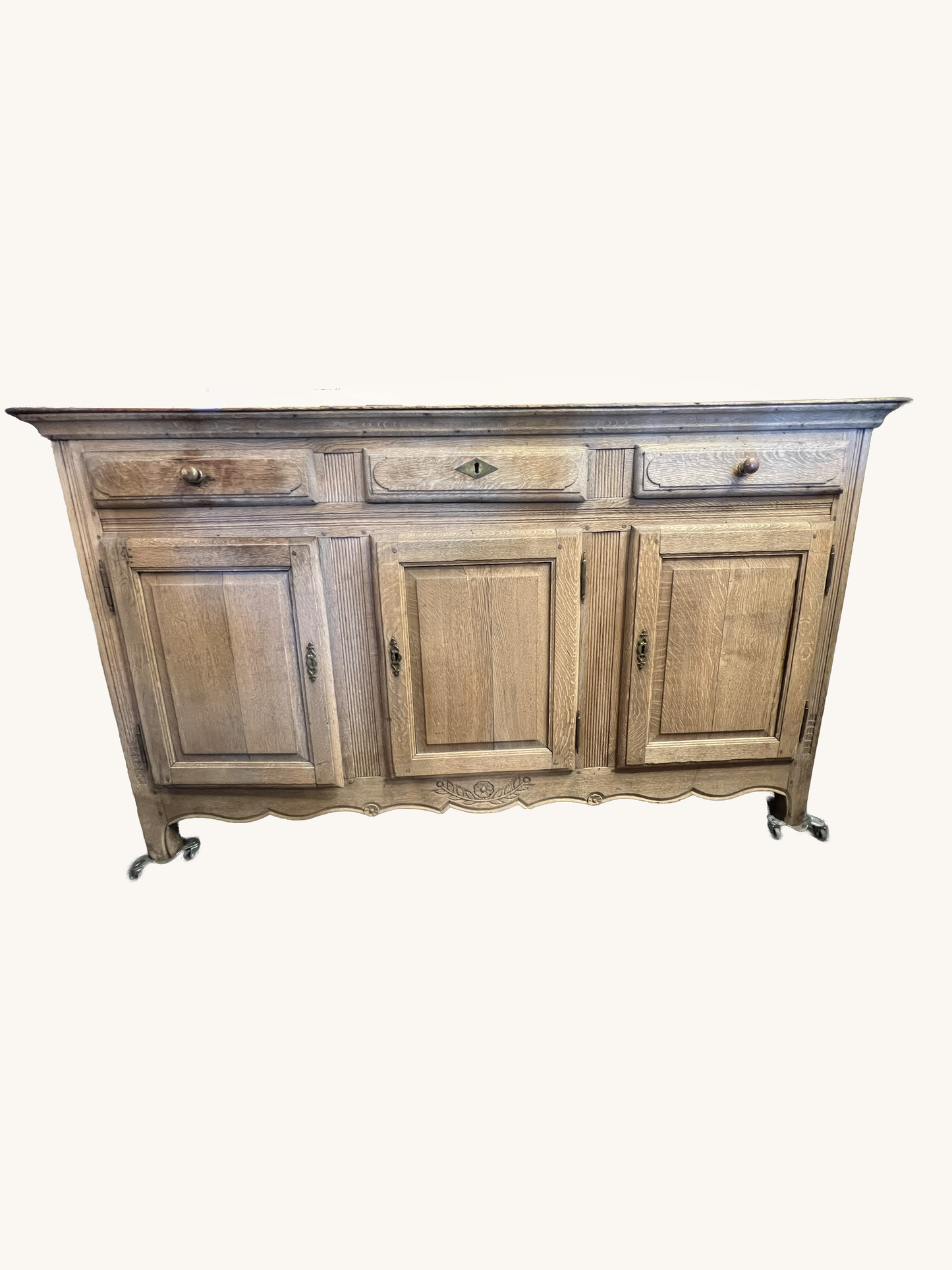 Antique French Bleached Oak Buffet Sideboard