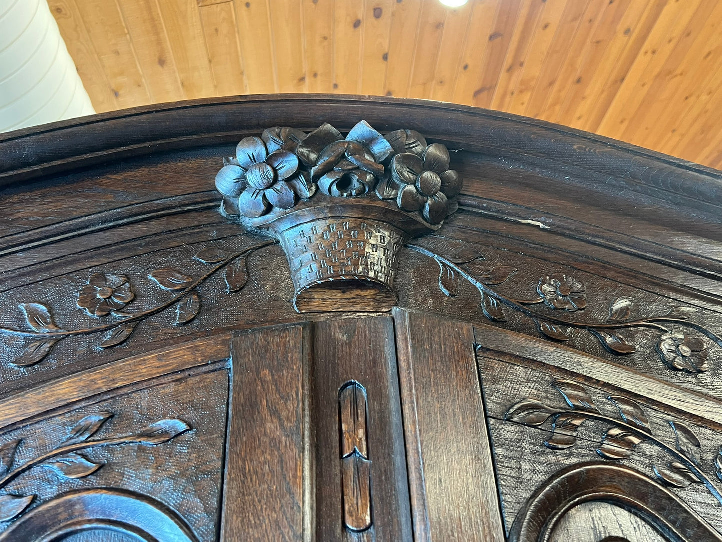 Antique French Normandy Carved Oak Armoire