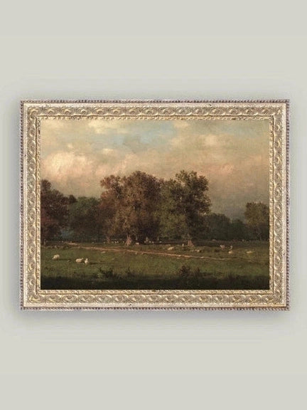Sheep Farm Framed Antique Styled Art 16x12