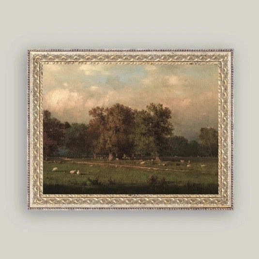 Sheep Farm Framed Antique Styled Art 16x12