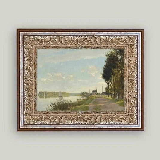 Riverside Walk Framed Antique Styled Art 10x8
