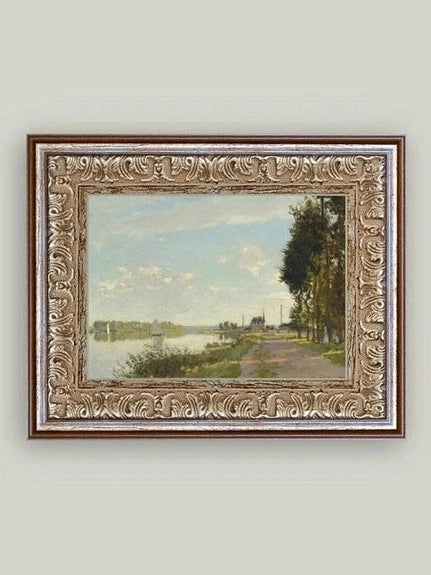 Riverside Walk Framed Antique Styled Art 10x8