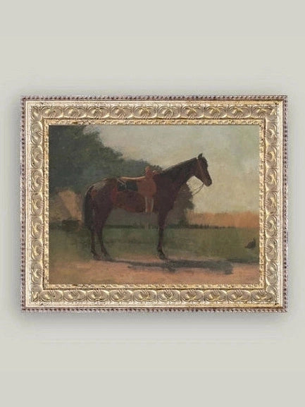 Saddled Horse Framed Antique Art 7x5