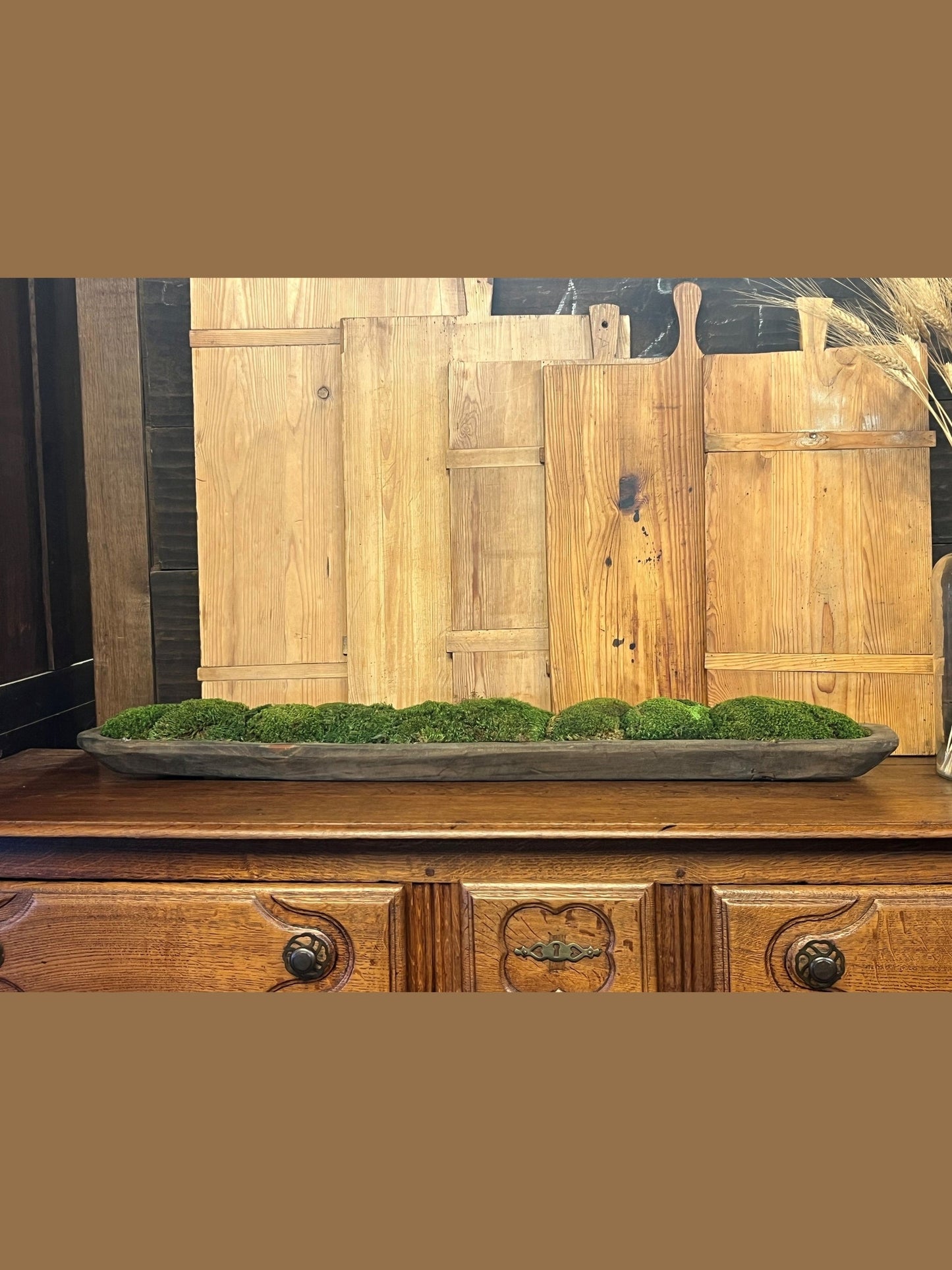 Rustic Moss Filled Dough Bowl