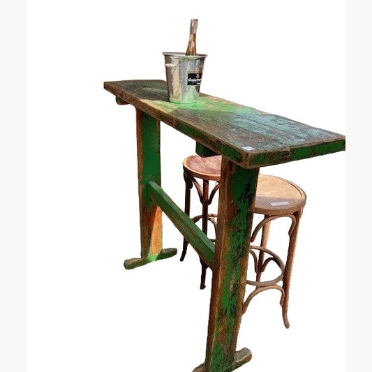 Vintage Green Painted German Pine Bar