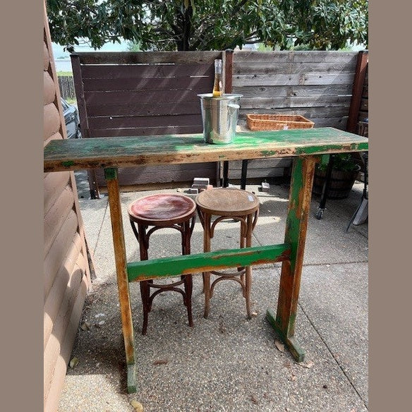 Vintage Green Painted German Pine Bar