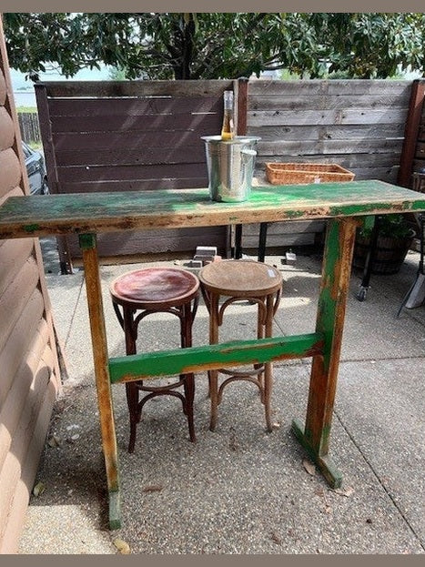 Vintage German Painted Pine Bar Table