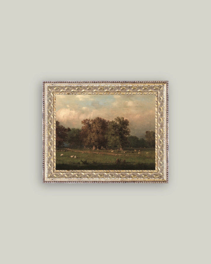 Sheep Farm Framed Antique Styled Art 10x8