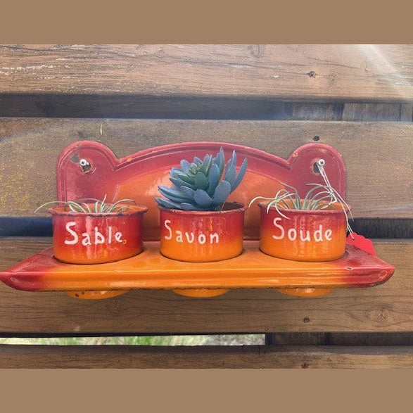 Vintage Hungarian Enamel - Orange Hanging Kitchen Set #470
