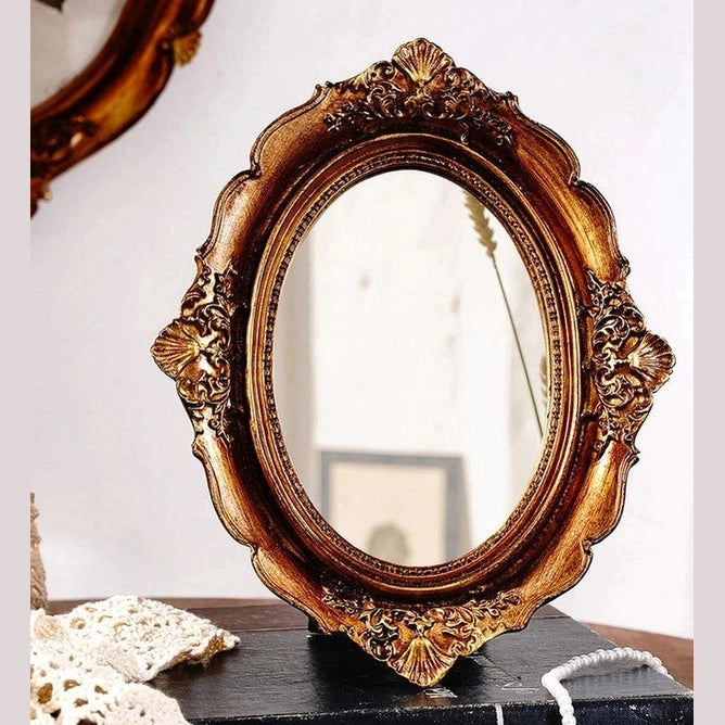 Vintage Gold Oval Table Mirror