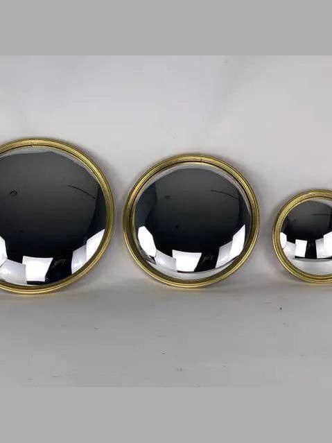 Vintage-Inspired Gilt Bull Convex Mirror