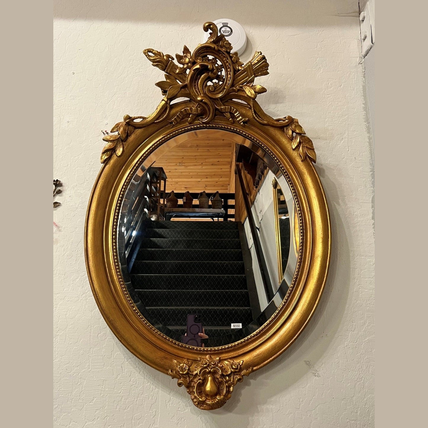 Vintage European Oval Beveled Wall Mirror – Antique Gold Oval Mirror