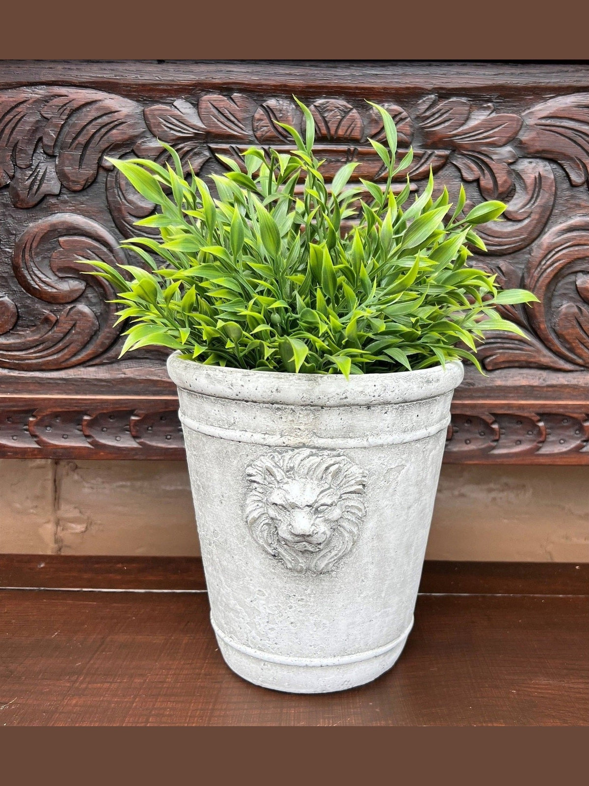 Large Cement Lion Head Planter