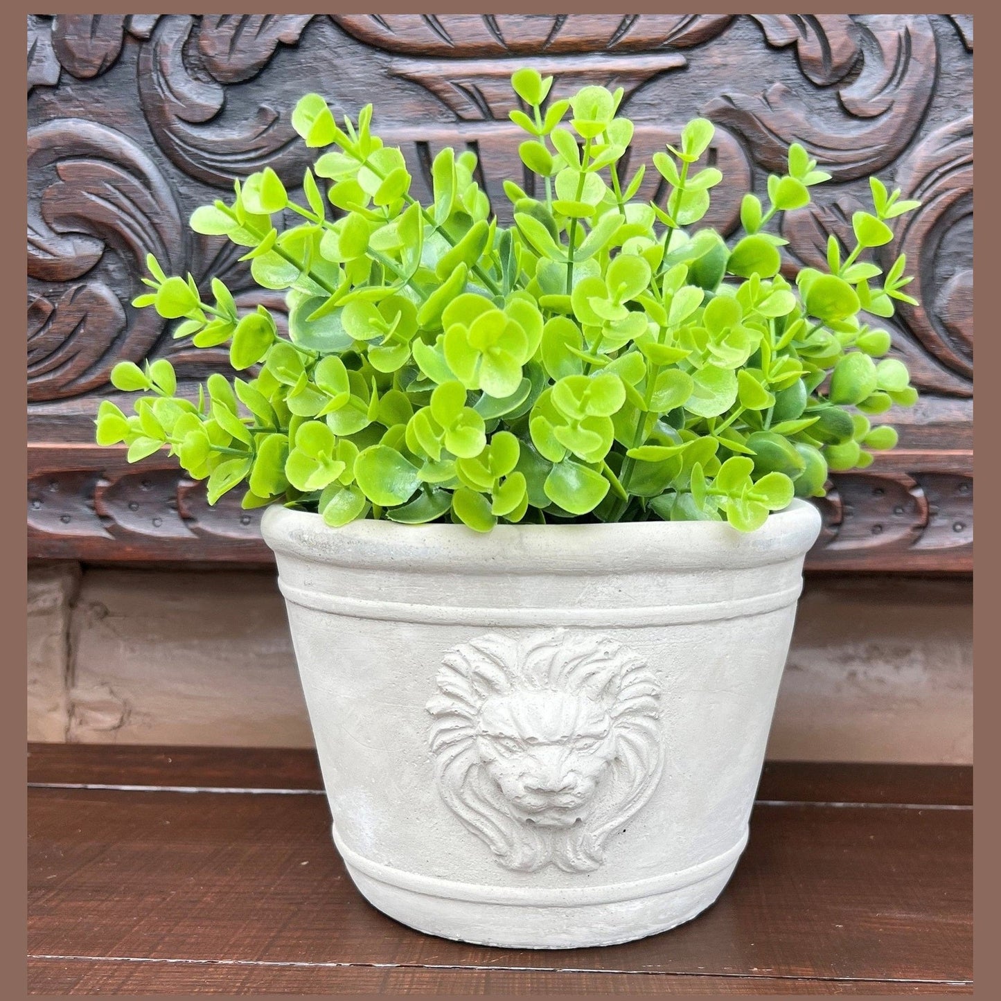 Cement Lion Head Planter - Medium
