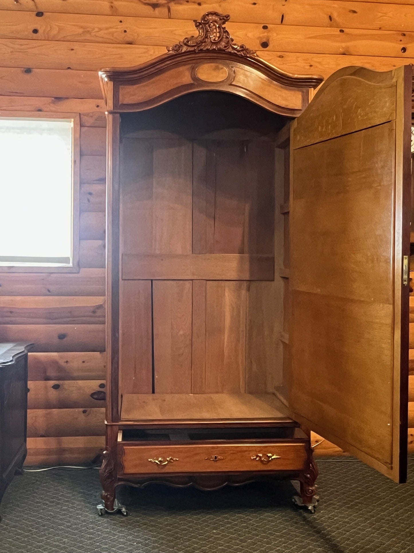 French Walnut Single Door Louis XV styled Wardrobe