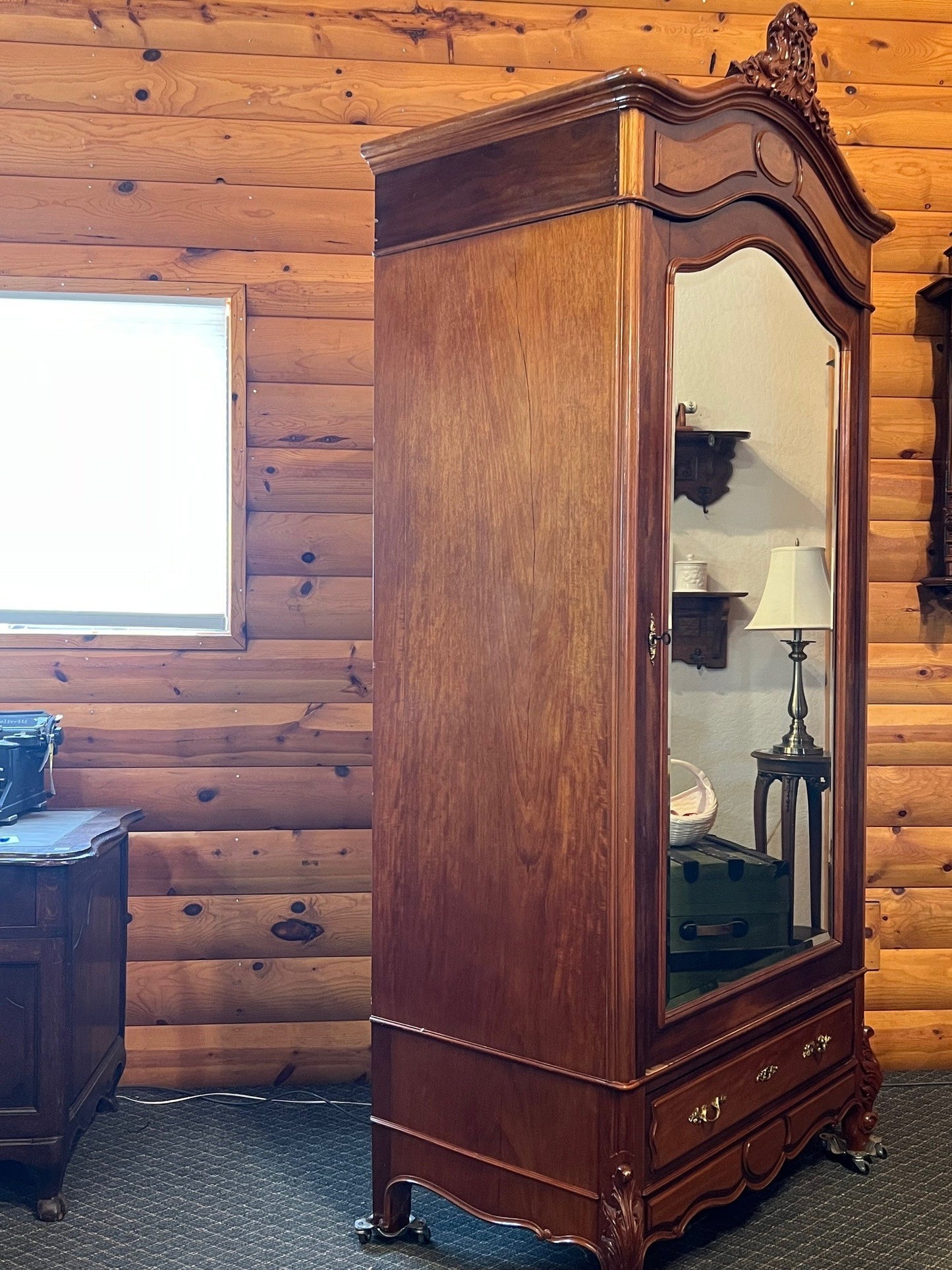 French Walnut Single Door Louis XV styled Wardrobe