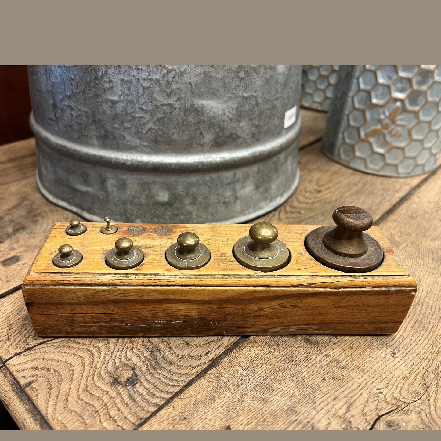 Antique European Market Scale Weight Set #489-02