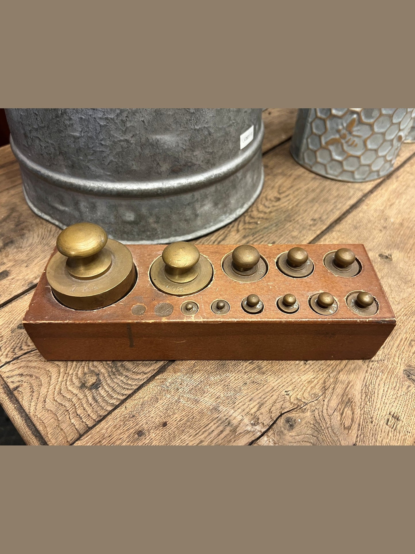 Antique European Market Scale Weight Set #489-03