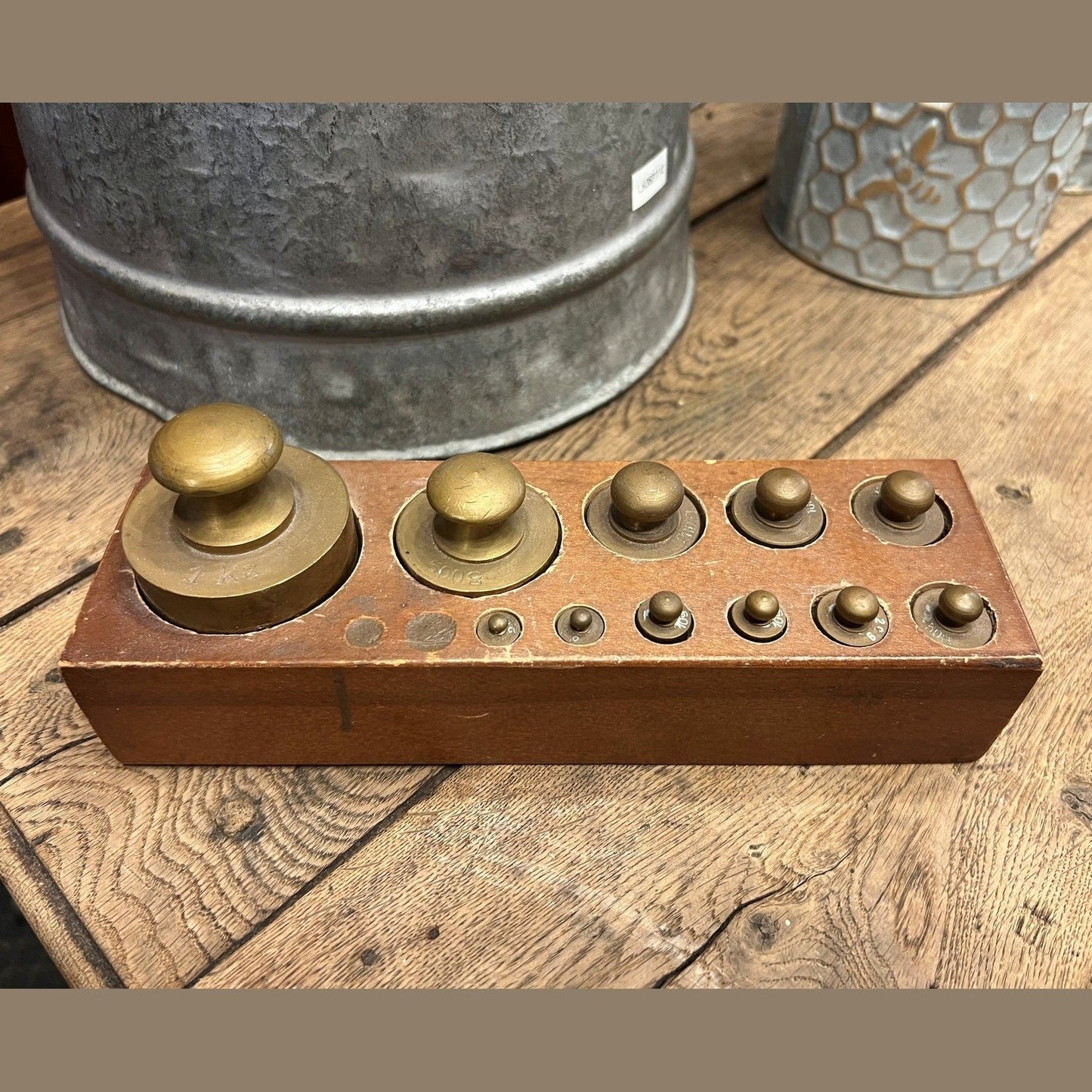 Antique European Market Scale Weight Set #489-03