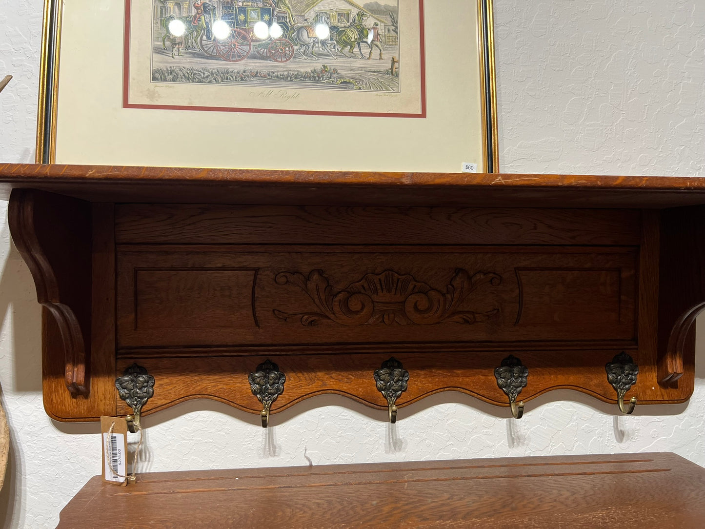 Vintage Belgian Oak Shelf #620