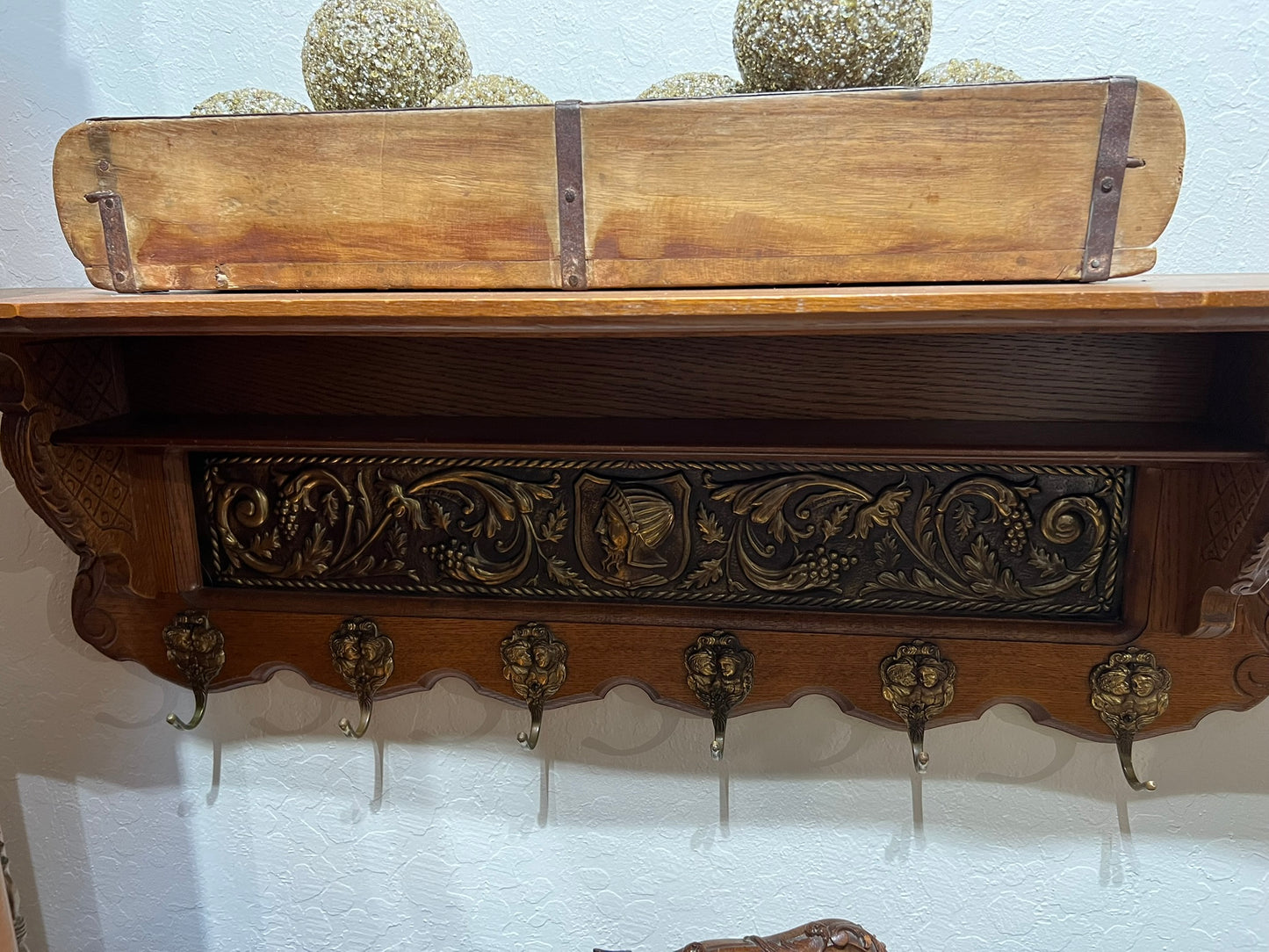 Vintage Belgian Oak Shelf #704