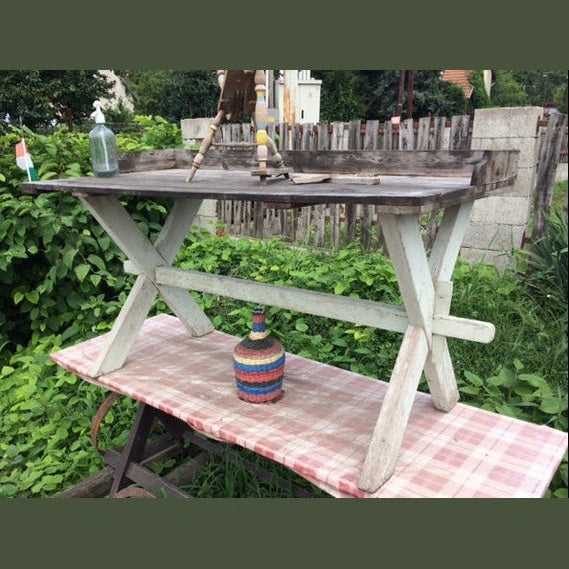 Vintage Hungarian Oak Farm Table #325